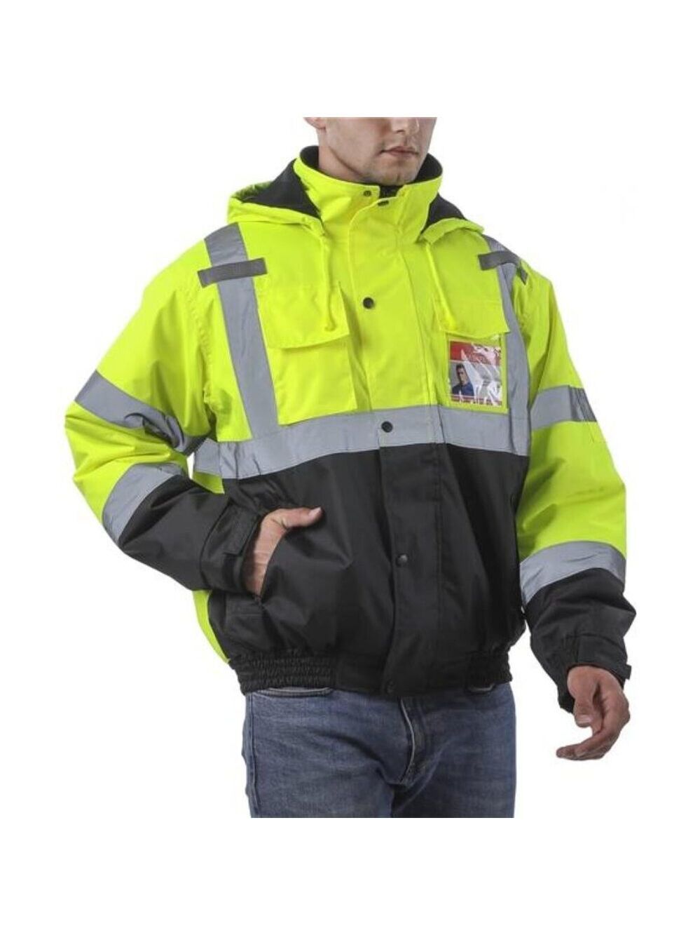 Mens High Visibility Safety Jacket Reflective Waterproof Work Bomber Jacket